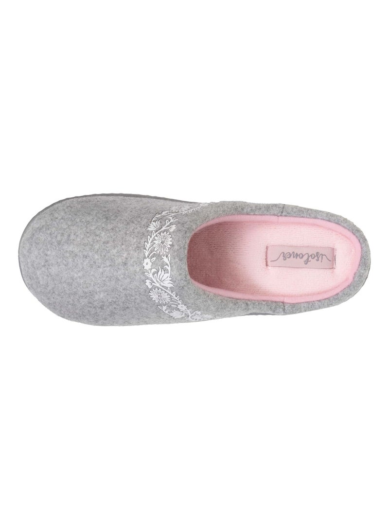Pantofole mules in tessuto pile, sottopiede ergonomico bambina Isotoner Grigio melangiato - Kiabi