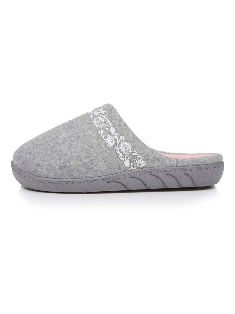Pantofole mules in tessuto pile, sottopiede ergonomico bambina Isotoner Grigio melangiato - Kiabi