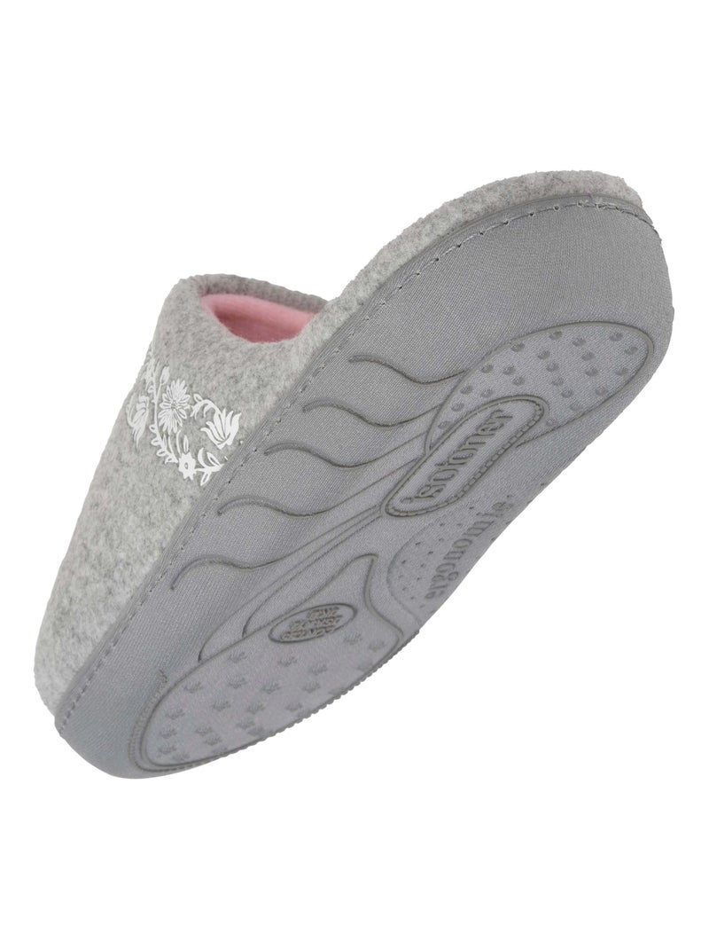 Pantofole mules in tessuto pile, sottopiede ergonomico bambina Isotoner Grigio melangiato - Kiabi