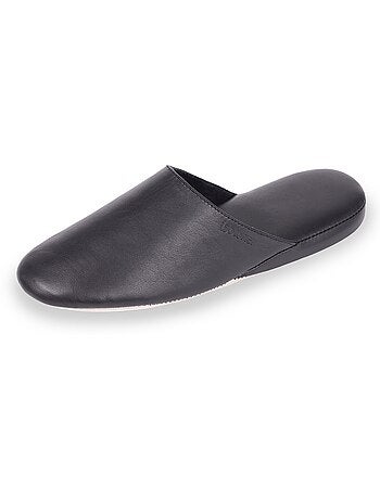Pantofole mules interamente in pelle, suola comfort uomo isotoner