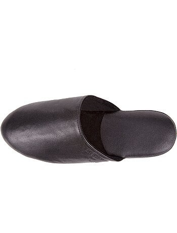 Pantofole mules interamente in pelle, suola comfort uomo isotoner