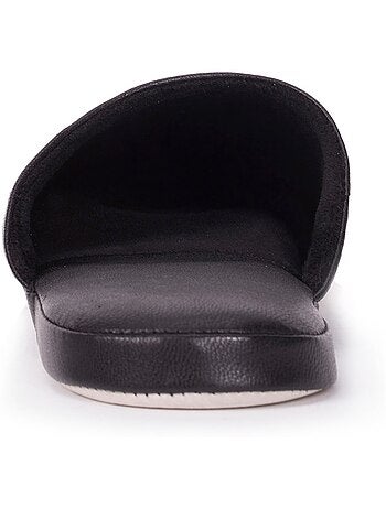 Pantofole mules interamente in pelle, suola comfort uomo isotoner