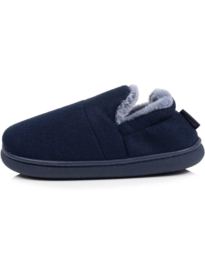 Pantofole mules maglia metallizzata, suola bloup, donna isotoner Blu marino - Kiabi