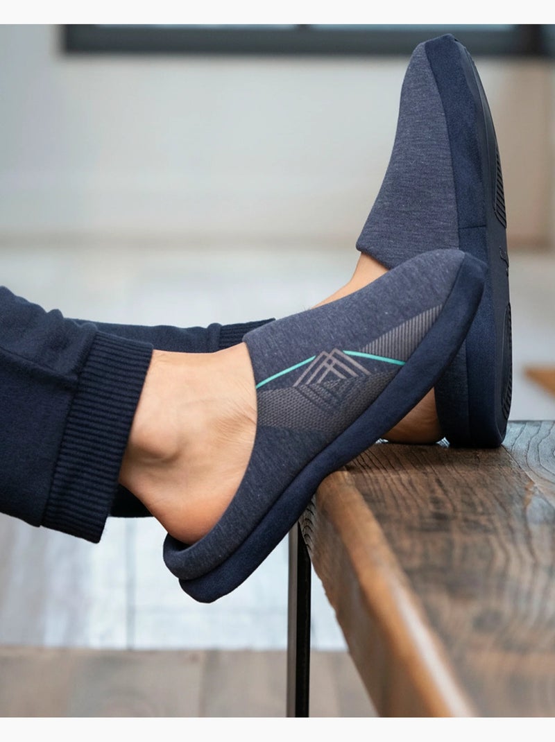 Pantofole mules maglia, suola in gomma antiscivolo uomo Blu marino - Kiabi