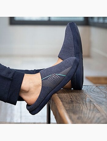 Pantofole mules maglia, suola in gomma antiscivolo uomo Isotoner