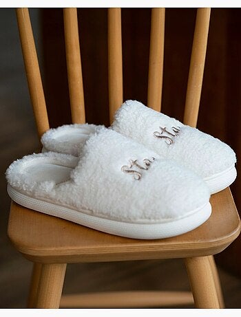 Pantofole mules materiale sherpa, suola bloup donna
