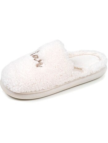 Pantofole mules materiale sherpa, suola bloup donna Isotoner