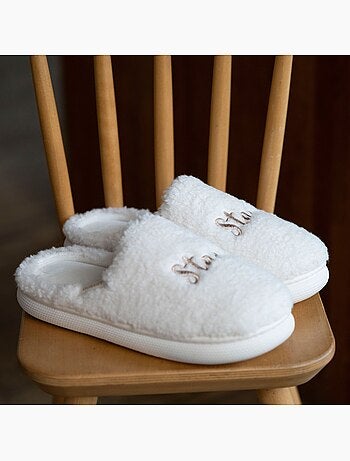 Pantofole mules materiale sherpa, suola bloup donna Isotoner