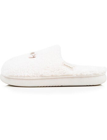 Pantofole mules materiale sherpa, suola bloup donna Isotoner