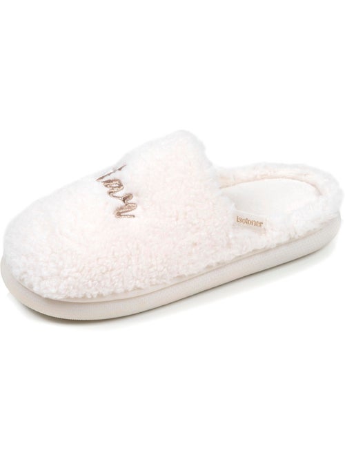 Pantofole mules materiale sherpa, suola bloup donna Isotoner - Kiabi