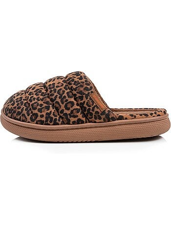 Pantofole mules materiale sherpa, suola bloup donna Isotoner