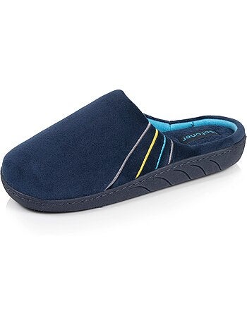 Pantofole mules microvelluto blu navy, suola ergonomica, bambino Isotoner