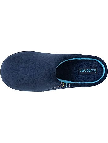 Pantofole mules microvelluto blu navy, suola ergonomica, bambino Isotoner