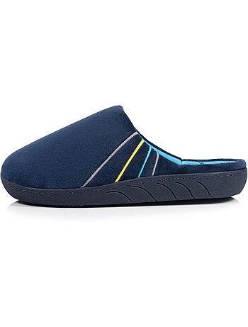 Pantofole mules microvelluto blu navy, suola ergonomica, bambino Isotoner