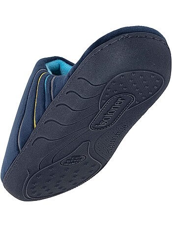 Pantofole mules microvelluto blu navy, suola ergonomica, bambino Isotoner