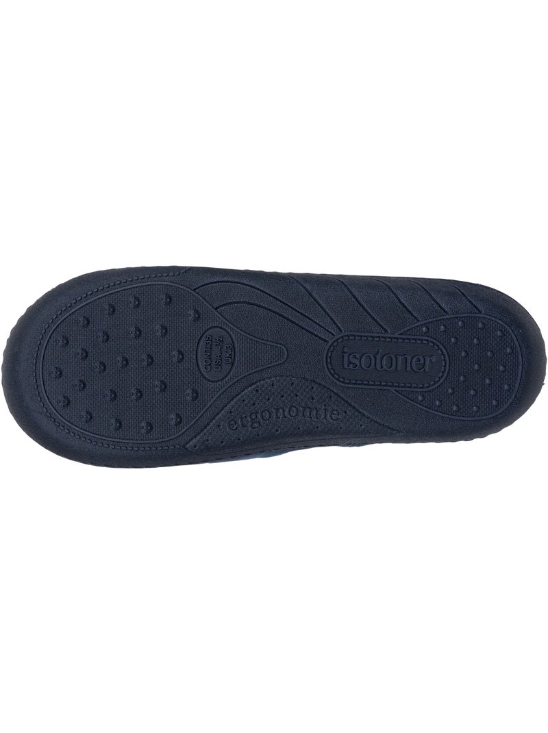 Pantofole mules microvelluto blu navy, suola ergonomica, bambino Isotoner Blu marino - Kiabi