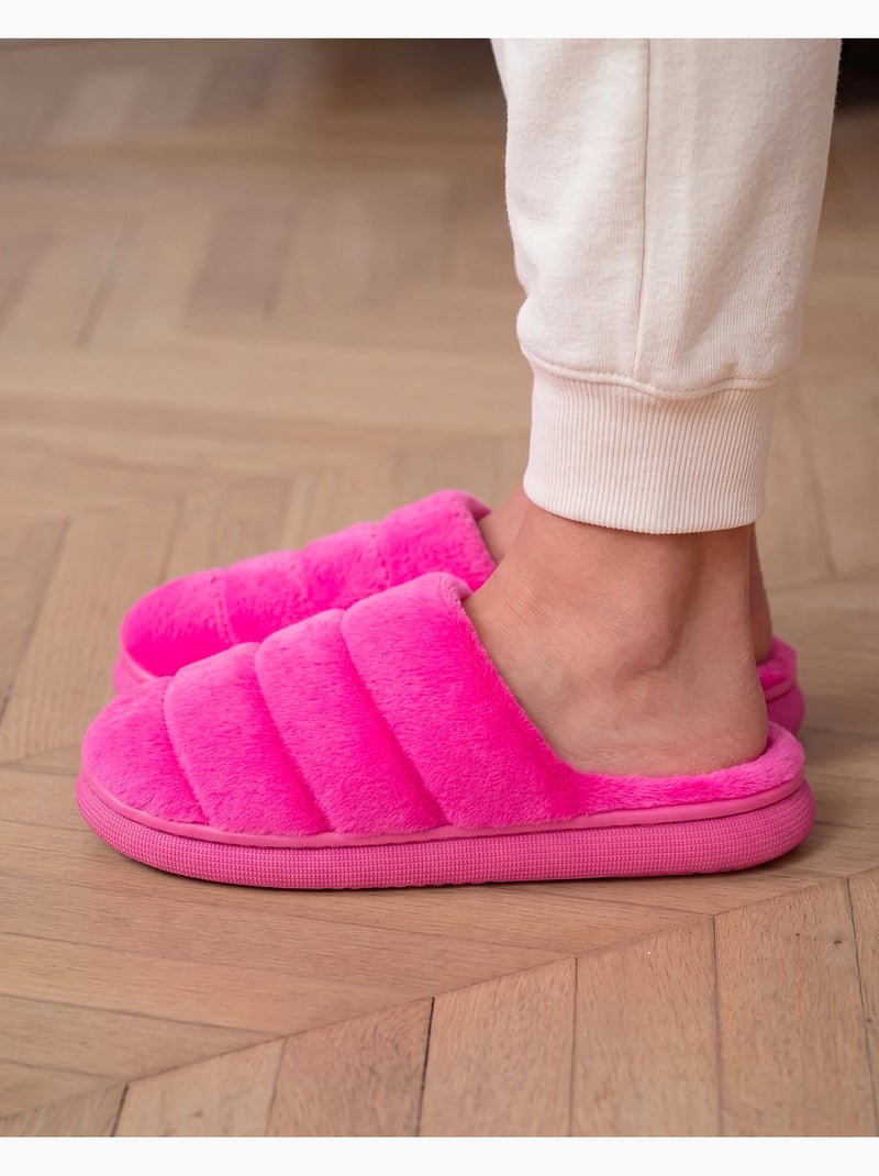 Pantofole mules microvelluto, suola bloup extra comfort donna isotoner Rosa fucsia - Kiabi