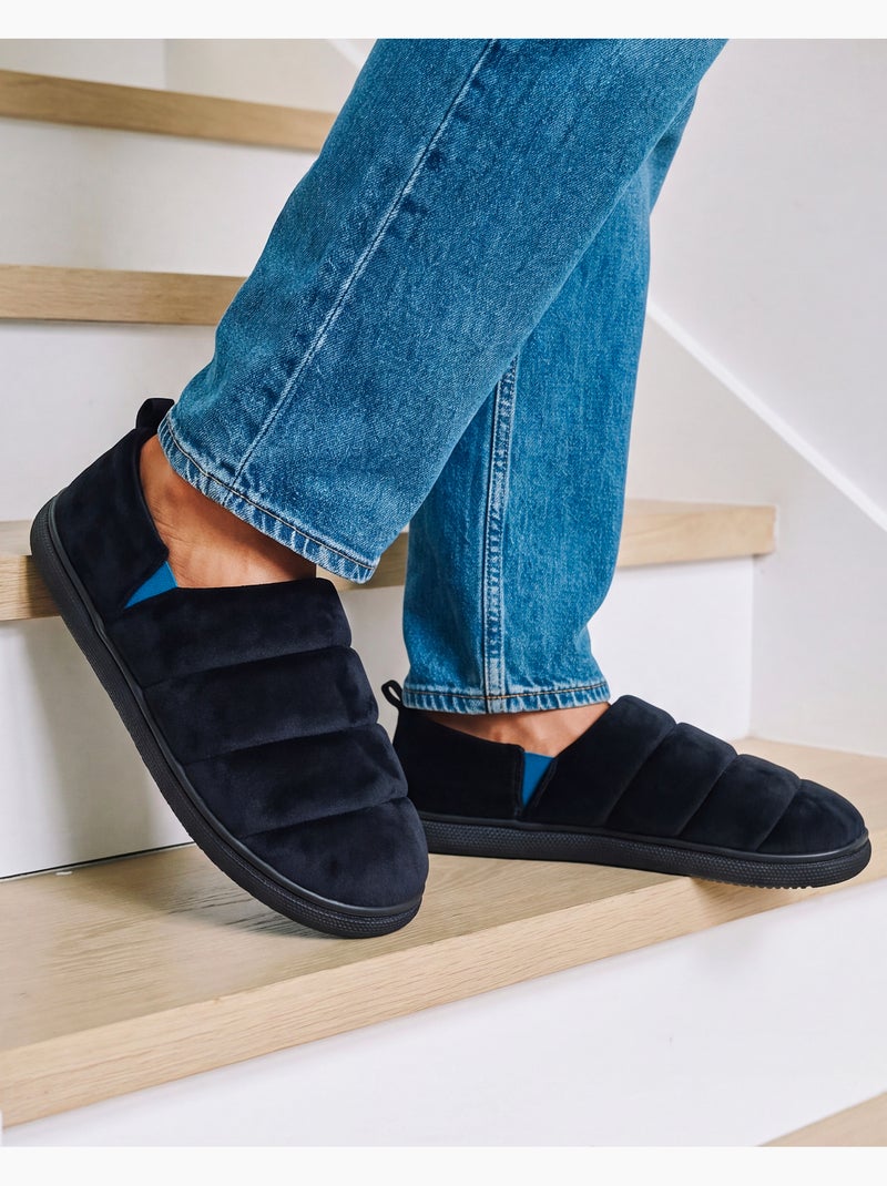 Pantofole mules microvelluto, suola bloup extra comfort uomo Nero - Kiabi