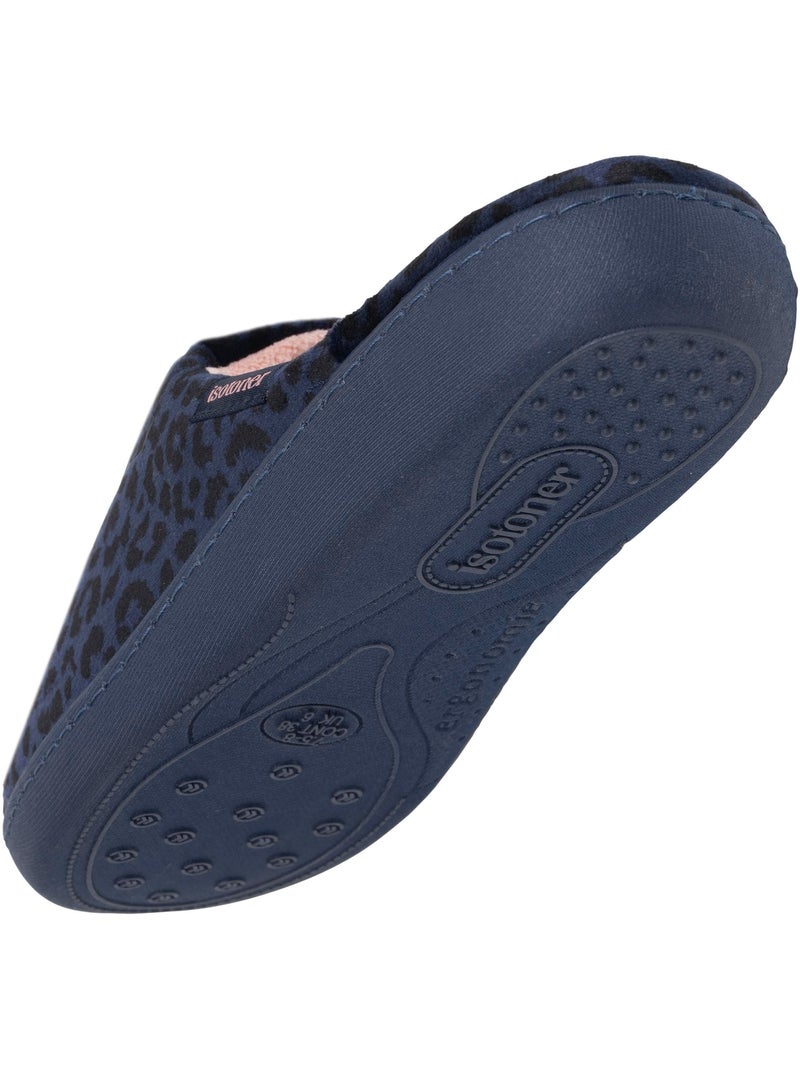 Pantofole mules microvelluto, suola ergonomica, schiuma donna isotoner Blu marino - Kiabi