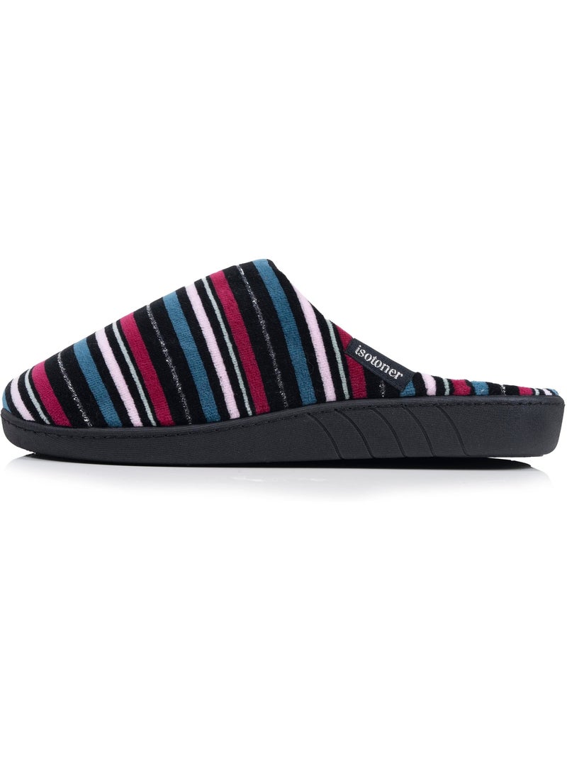 Pantofole mules microvelluto, suola ergonomica, schiuma donna Isotoner Nero Rosa scuro Grigio - Kiabi
