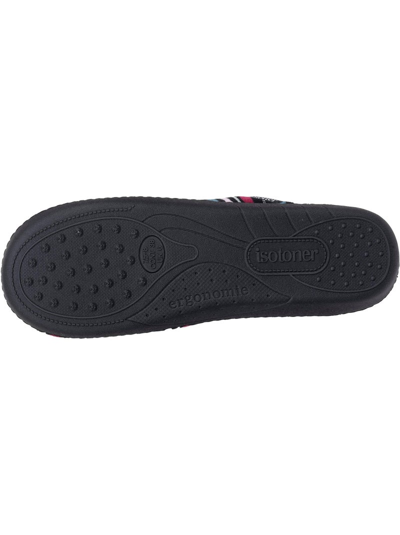 Pantofole mules microvelluto, suola ergonomica, schiuma donna Isotoner Nero Rosa scuro Grigio - Kiabi