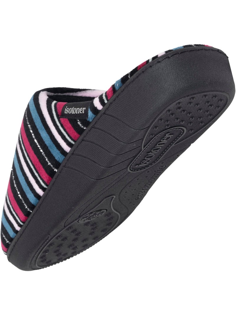 Pantofole mules microvelluto, suola ergonomica, schiuma donna Isotoner Nero Rosa scuro Grigio - Kiabi