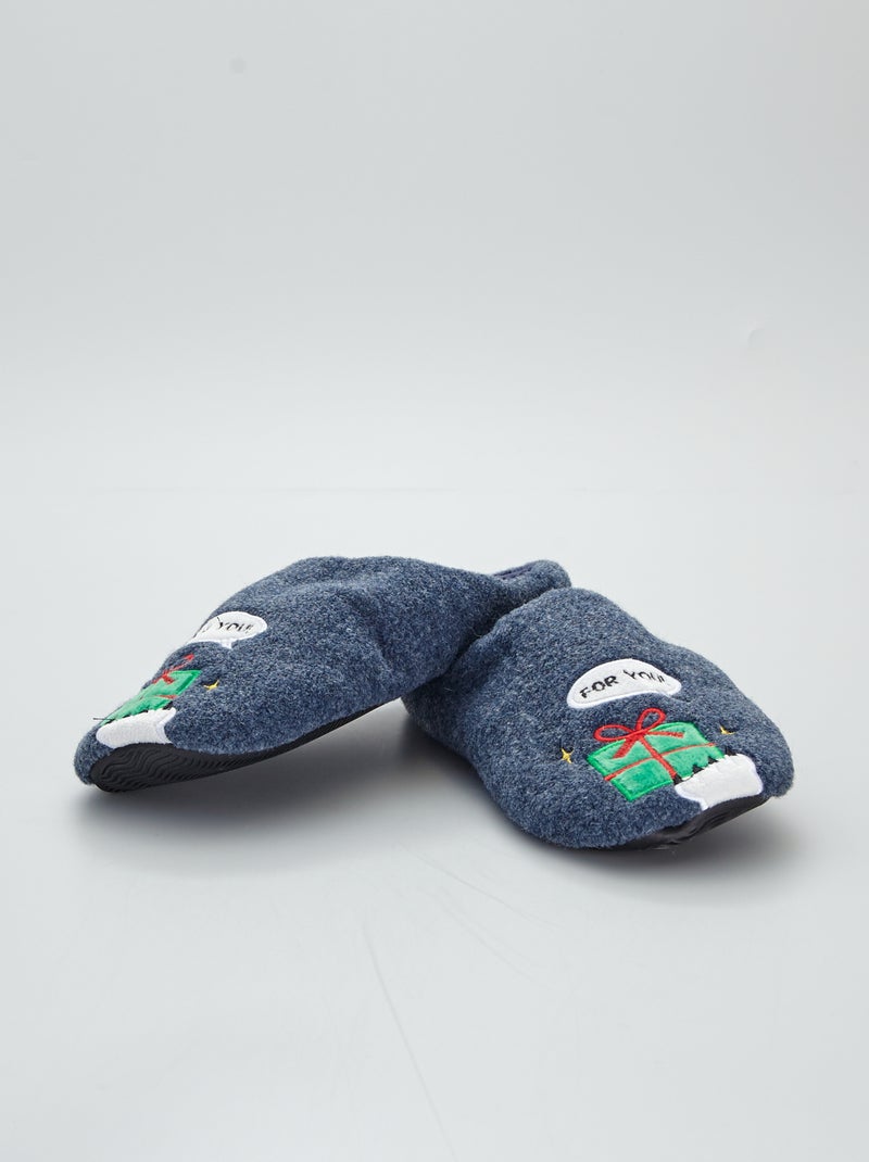 Pantofole mules 'Natale' blu navy - Kiabi