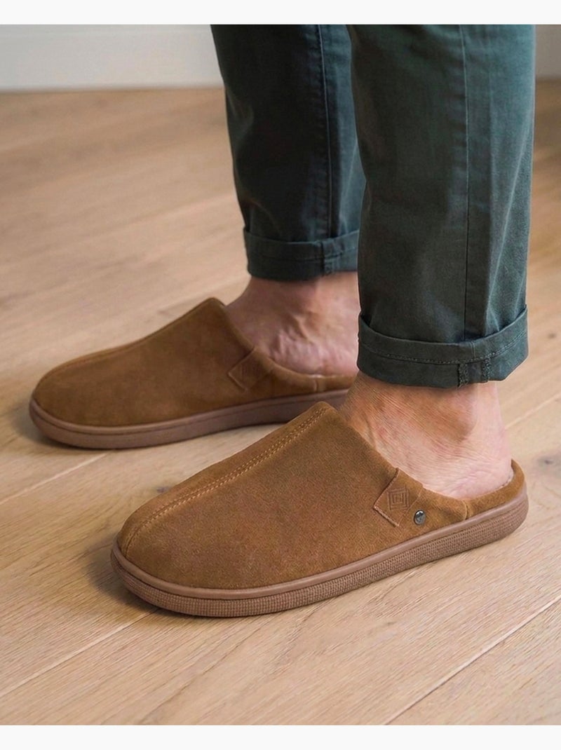 Pantofole mules pelle extra comfort uomo Cammello - Kiabi