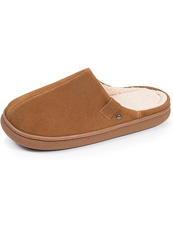 Pantofole mules pelle extra comfort uomo isotoner