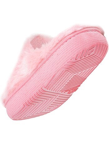 Pantofole mules pelle sintetica, suola bloup, comfort bambina isotoner
