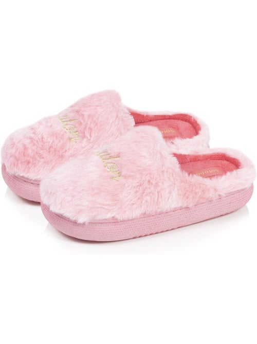 Pantofole mules pelle sintetica, suola Bloup, comfort bambina Isotoner - Kiabi