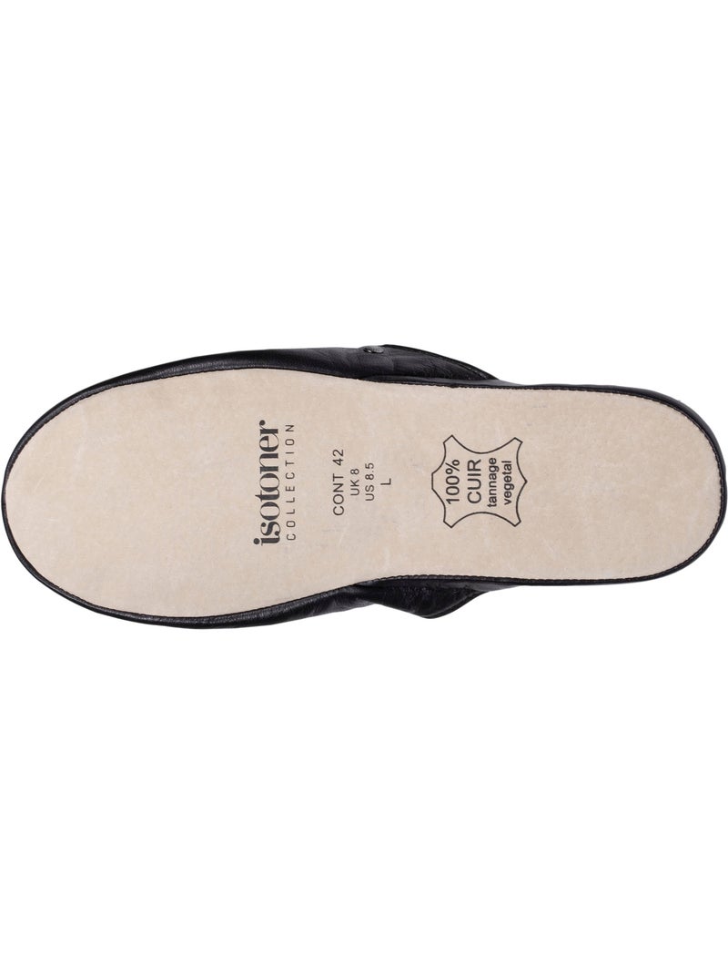 Pantofole mules pelle ultra confortevole e leggera uomo isotoner Nero - Kiabi