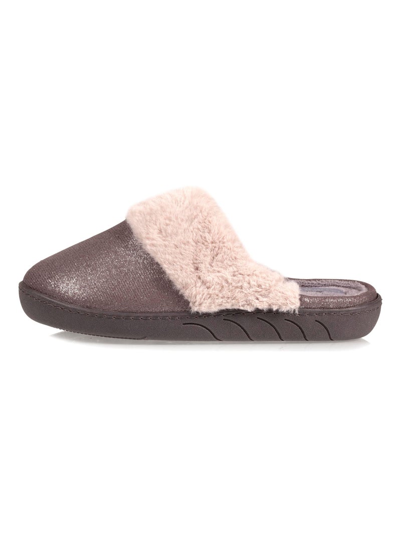 Pantofole mules Pelliccia iridescente e imitazione bambina Isotoner Grigio - Kiabi