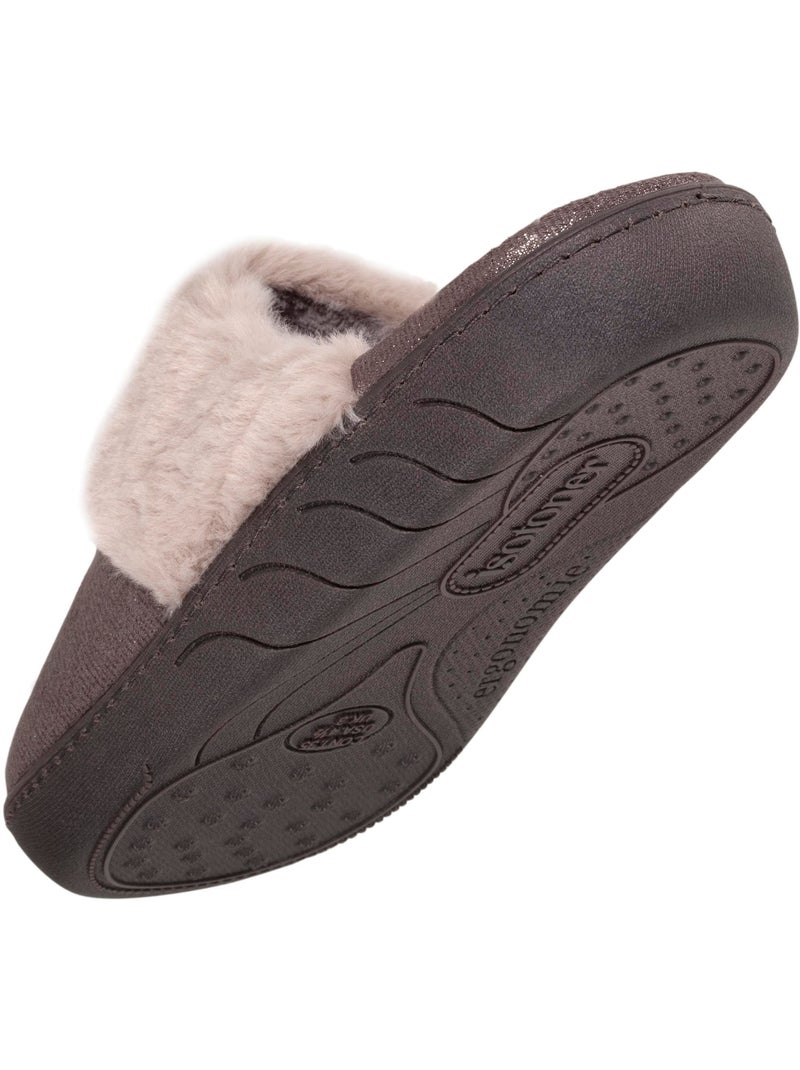 Pantofole mules Pelliccia iridescente e imitazione bambina Isotoner Grigio - Kiabi