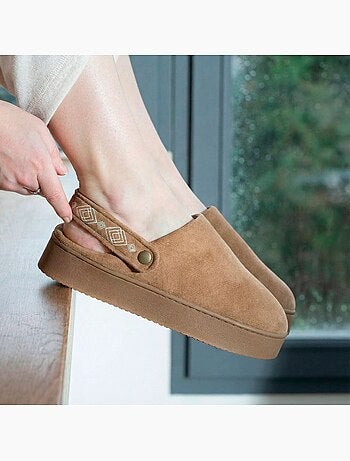 Pantofole mules Piattaforma di 3,5 cm in pelle donna Isotoner
