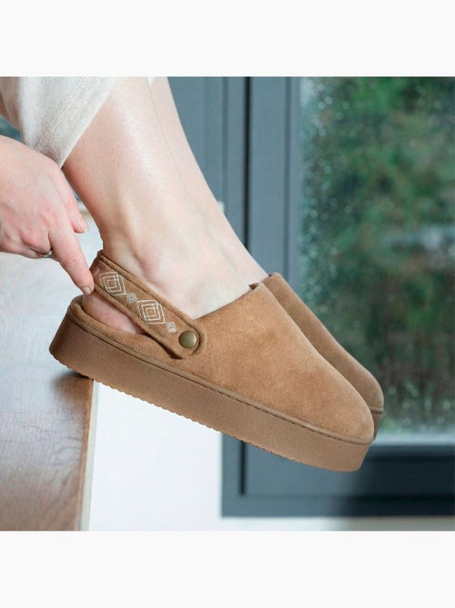 Pantofole mules Piattaforma di 3,5 cm in pelle donna Isotoner - Kiabi