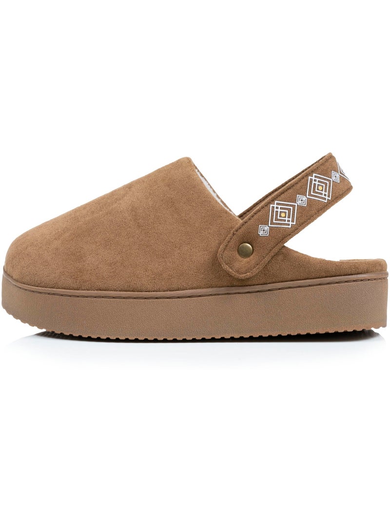 Pantofole mules Piattaforma di 3,5 cm in pelle donna Isotoner Cammello - Kiabi