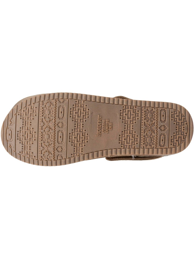 Pantofole mules Piattaforma di 3,5 cm in pelle donna Isotoner Cammello - Kiabi