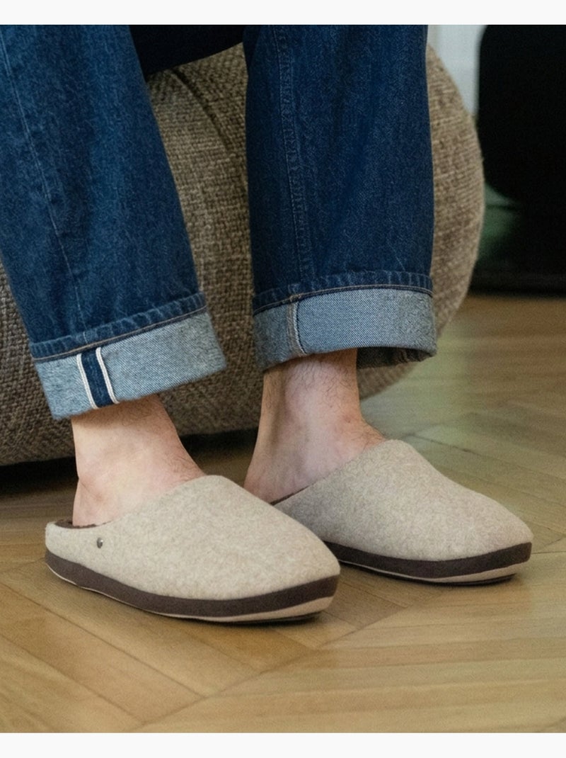 Pantofole mules pile, caldo, suola comfort uomo Beige - Kiabi