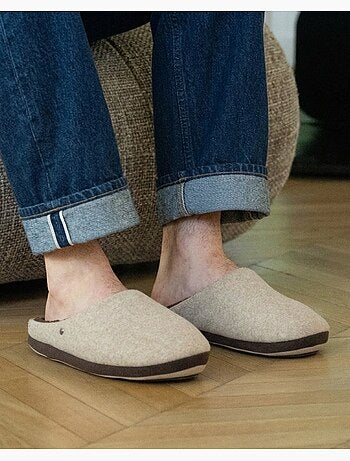 Pantofole mules pile, caldo, suola comfort uomo isotoner