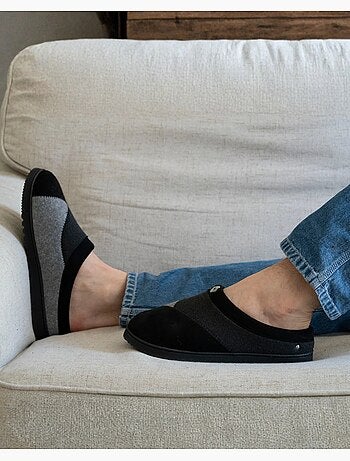 Pantofole mules pile, caldo, suola comfort uomo isotoner