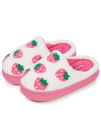 Pantofole mules sherpa alla fragola, suola bloup xtra bambina isotoner