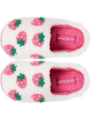 Pantofole mules sherpa alla fragola, suola bloup xtra bambina isotoner