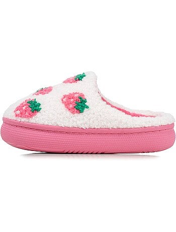 Pantofole mules sherpa alla fragola, suola bloup xtra bambina isotoner