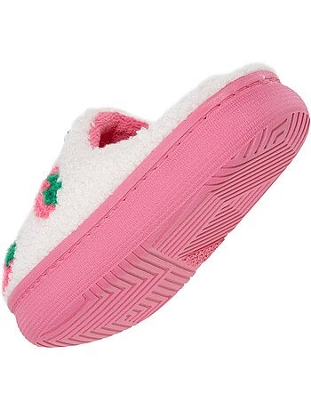 Pantofole mules sherpa alla fragola, suola bloup xtra bambina isotoner