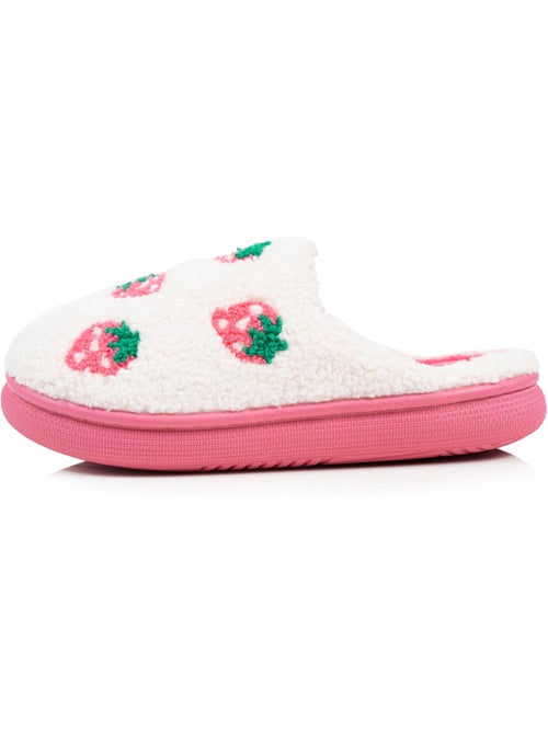 Pantofole mules sherpa fragola, suola bloup xtra bambina - Kiabi