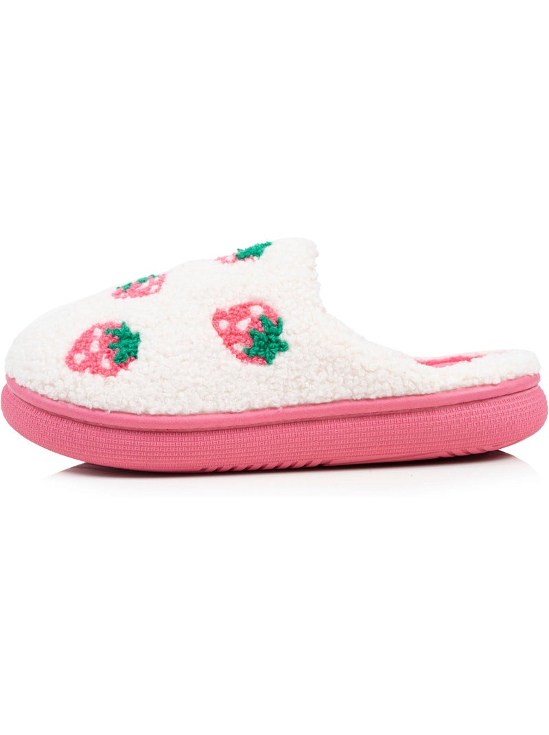 Pantofole mules sherpa fragola, suola bloup xtra bambina Avorio - Kiabi