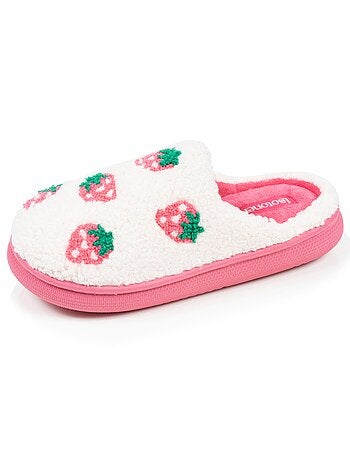 Pantofole mules sherpa fragola, suola bloup XTRA bambina Isotoner