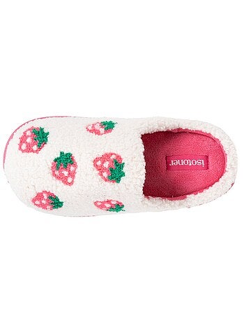 Pantofole mules sherpa fragola, suola bloup XTRA bambina Isotoner