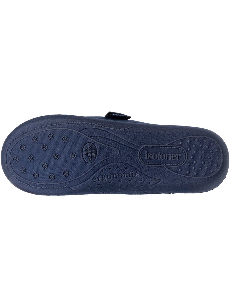 Pantofole mules soletta ergonomica in microvelour con donna Isotoner Blu marino - Kiabi